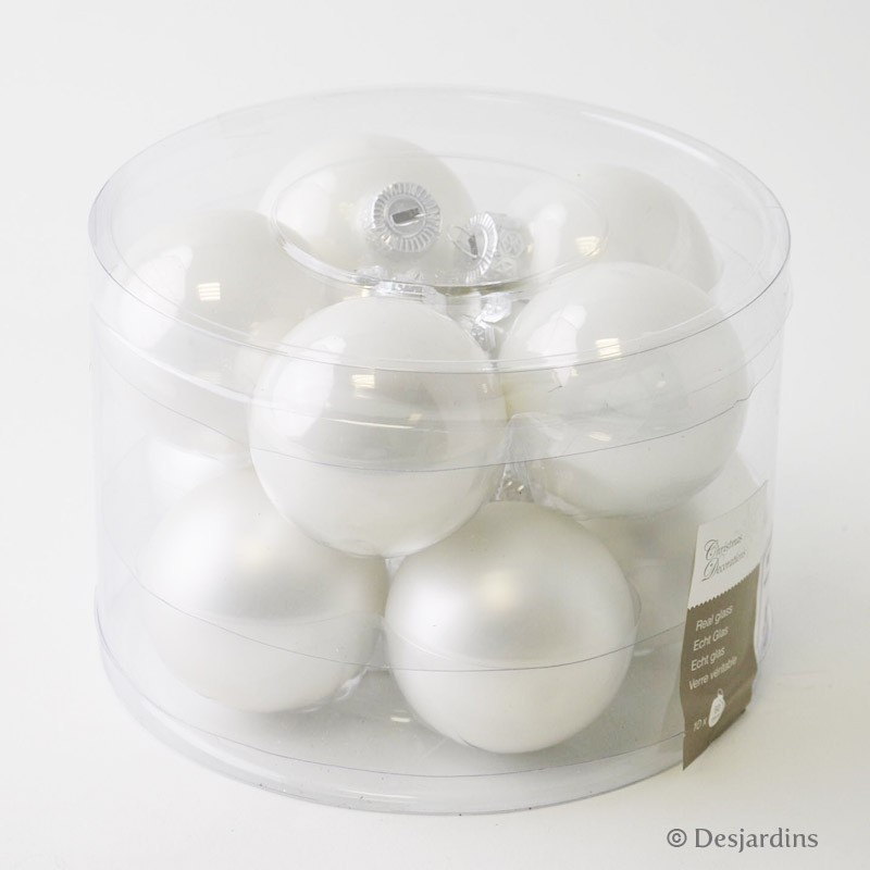 Boules de Noël blanches ø6cm - X10