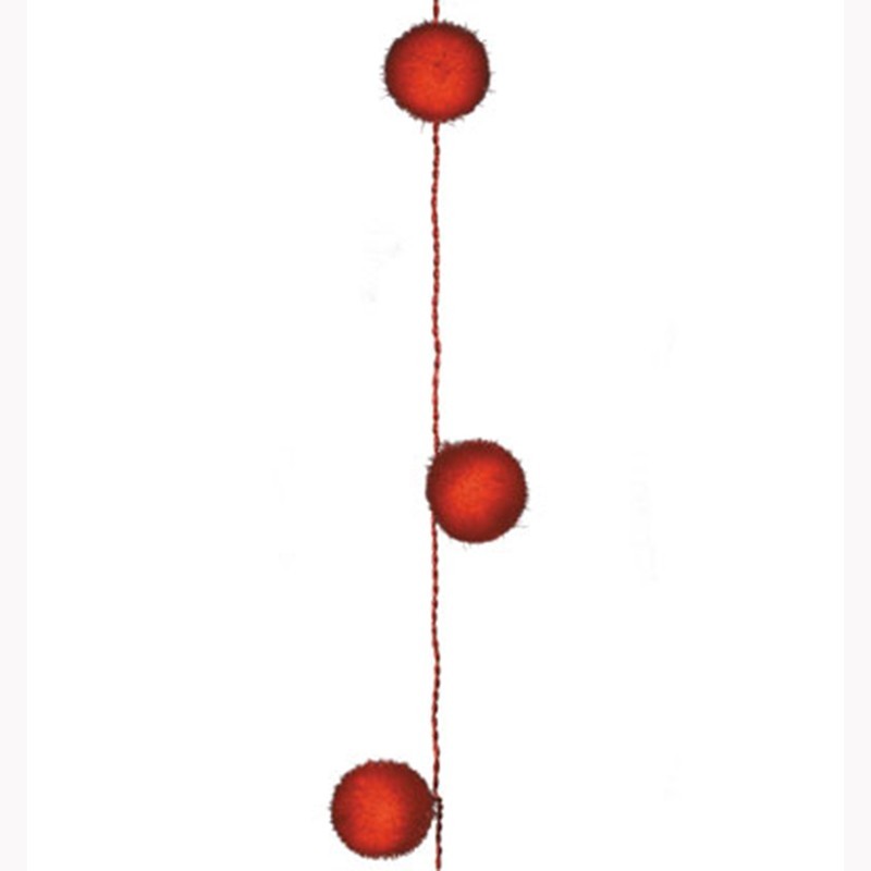 Guirlande LED 18 boules velours 3.4m rouge - BLACHERE 