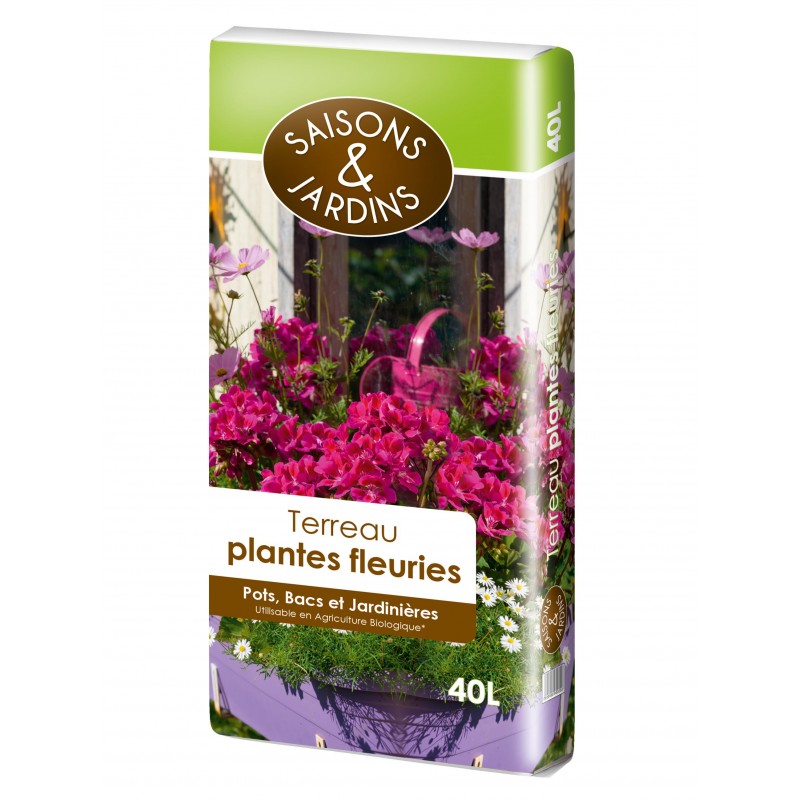 Terreau Spécial Géraniums Et Plantes Fleuries Algoflash - 70L, Avec Engrais Longue Durée