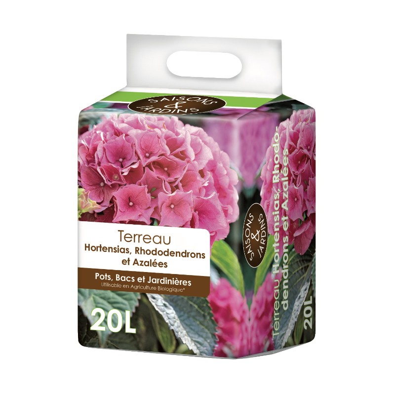 Terreau hortensias, rhododendrons et azalées 20l SAISONS & JARDINS Desjardins.fr