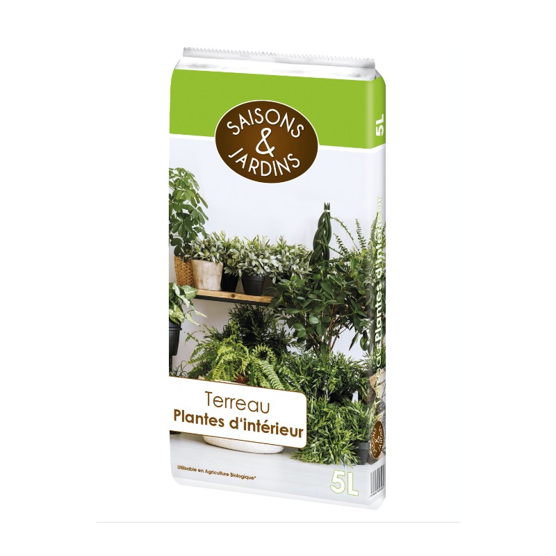 Terreau plantes d'intérieur 5l - SAISONS & JARDINS 