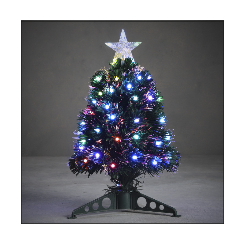 SAPIN FIBRE OPTIQUE VERT ABBEY MULTICOL. 45CM - LUCA LIGHTING