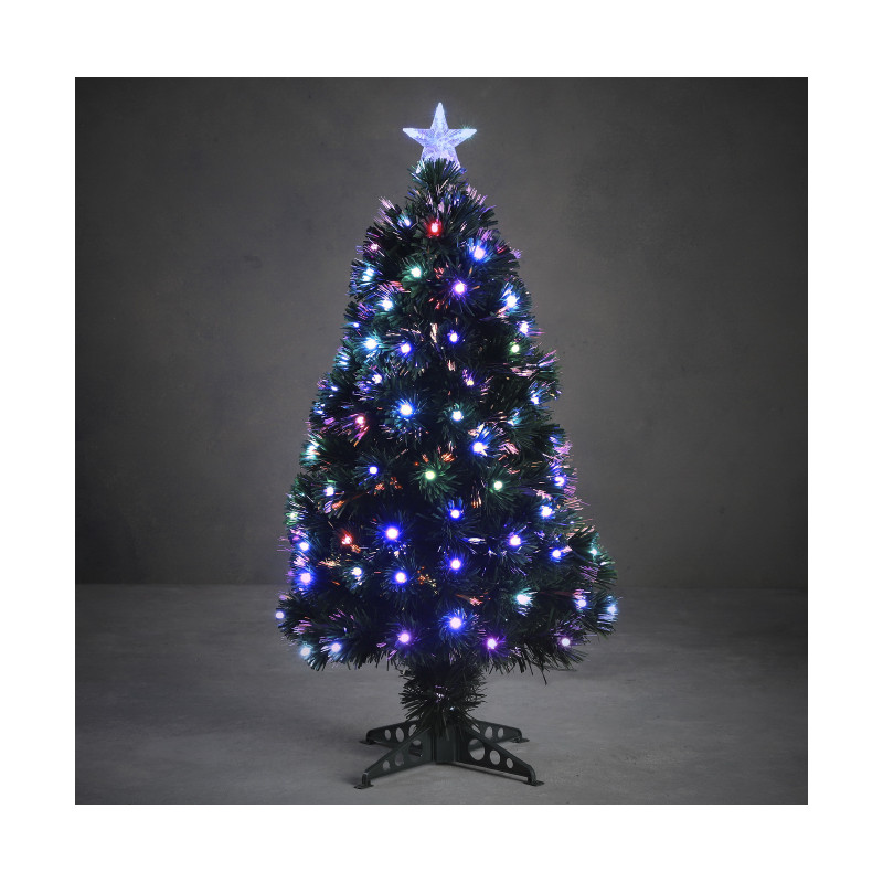 SAPIN FIBRE OPTIQUE VERT ABBEY MULTICOL. 90CM - LUCA LIGHTING