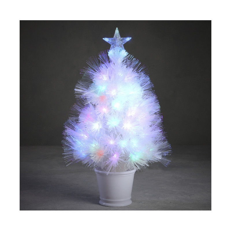 Sapin fibre optique blanc Dinard multicol. 60cm Luca Lighting Desjardins.fr