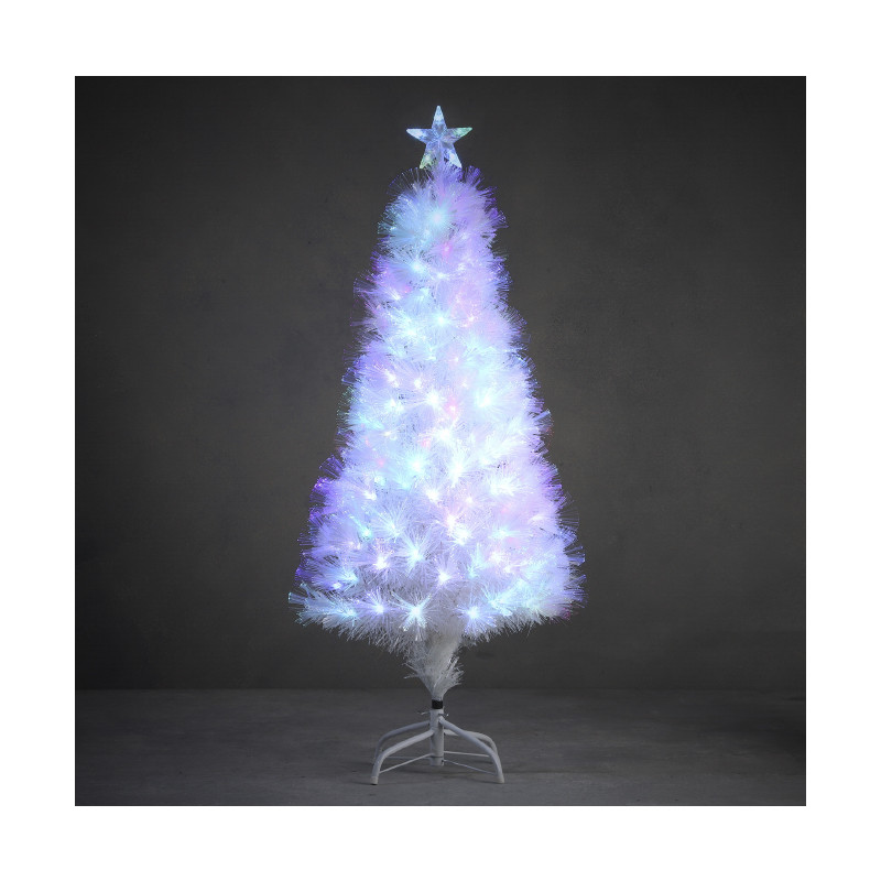 Sapin De Noël Artificiel En Fibres Optiques 180 Cm - Avec Lumières LED 8 Fonctions Et 220 Branches - Décoration Réaliste Avec Pommes De Pin
