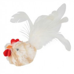 Coq blanc avec plumes peluche 8cm - TRIXIE 