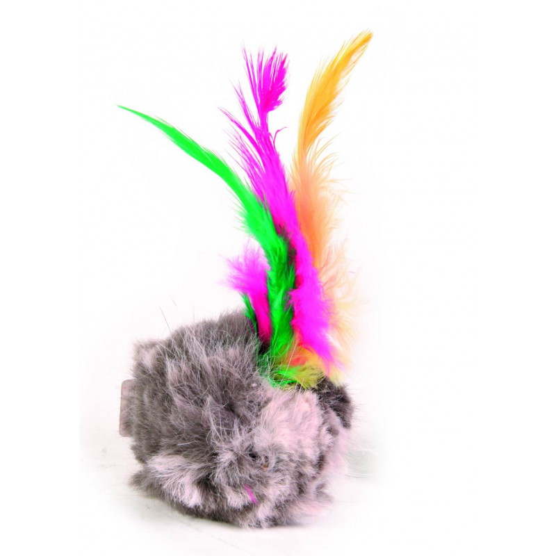 Balles peluche avec cloche/plume x100 ø4cm - TRIXIE 