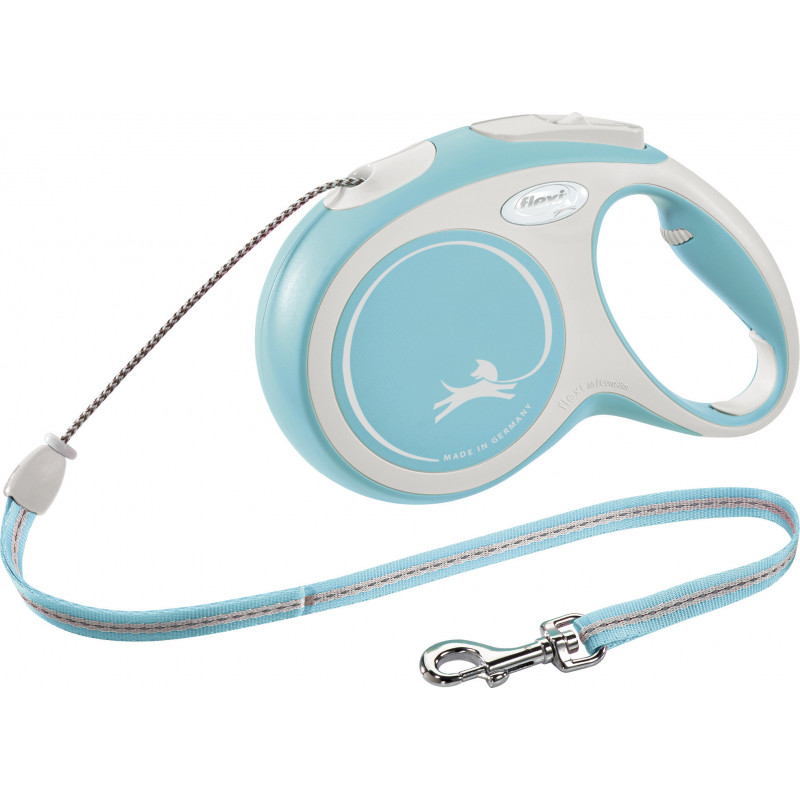 Laisse Flexi new comfort corde M: 8m bleu clair - TRIXIE 