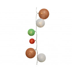 Guirlande boule coton LED 95cm-20l blanc chaud - LUMINEO 