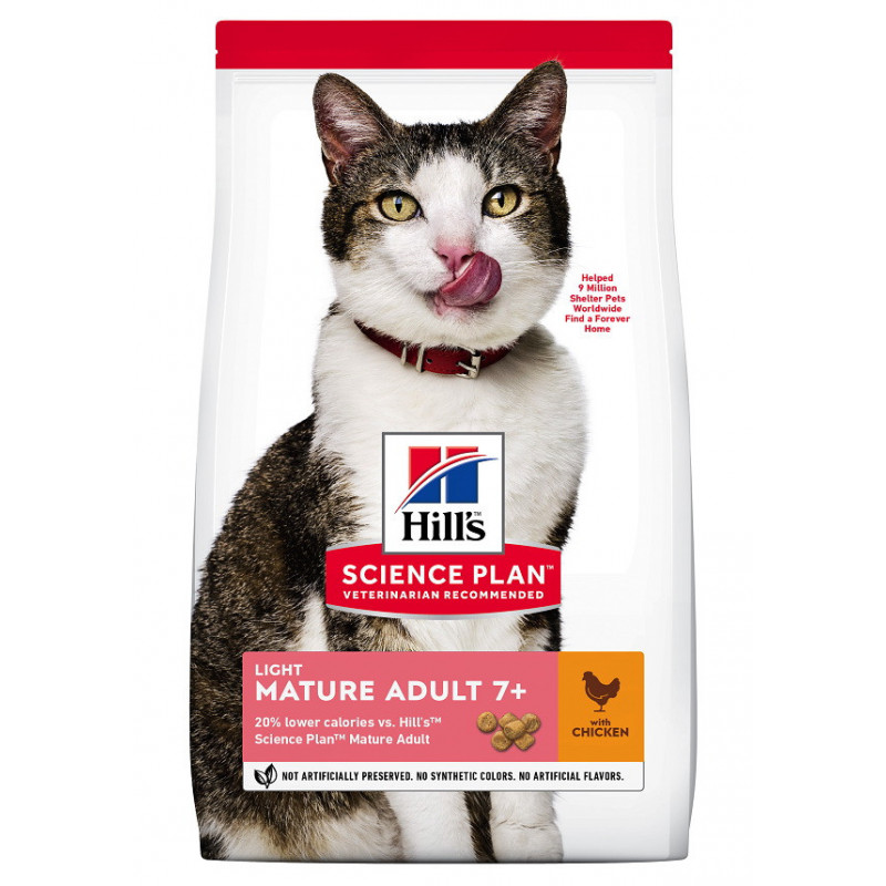 Croquettes light pour chat âgé au poulet 1.5KG - HILL'S