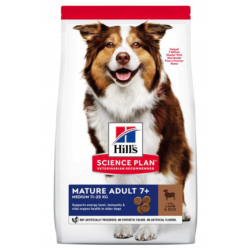 Croquettes pour chien âgé à l'agneau et riz 12KG - HILL'S 