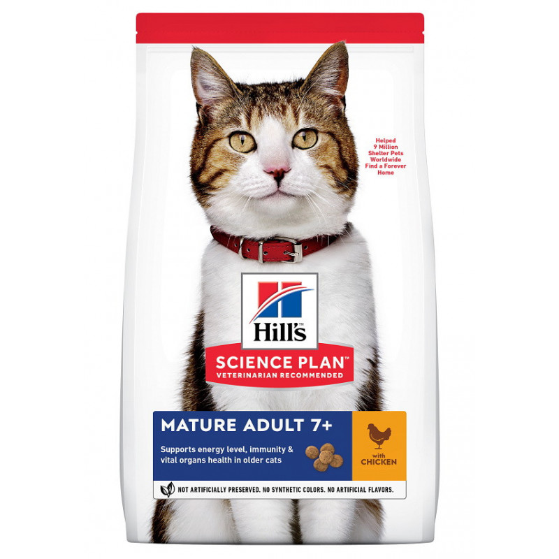 Croquettes pour chat âgé au poulet 3KG - HILL'S 