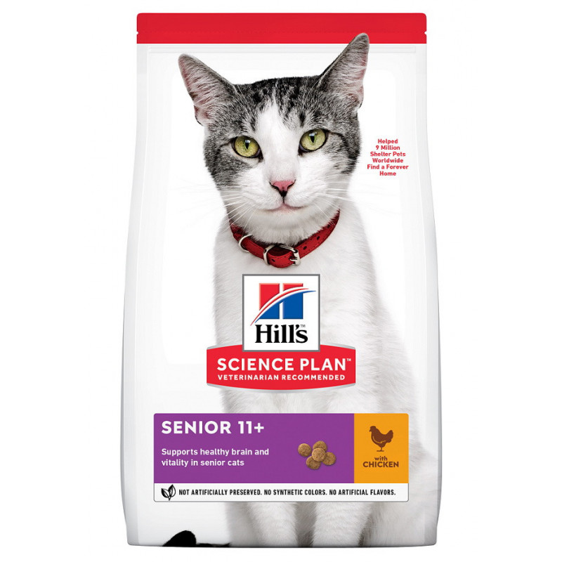 Croquettes pour chat âgé au poulet 3KG - HILL'S 