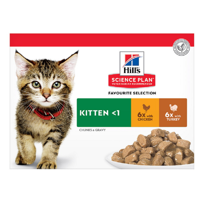 12 sachets repas pour chaton poulet et dinde 48X - HILL'S