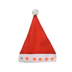 Bonnet père Noël étoile clignot. 30x40cm rouge - DECORIS