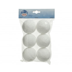 Sachet boule neige x6 ø6 blanc - DECORIS 