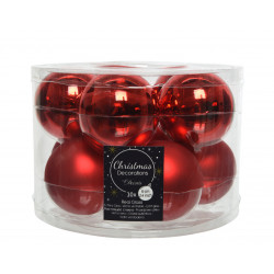 Boule en verre x10 mat/brillant ø6 rouge - DECORIS 