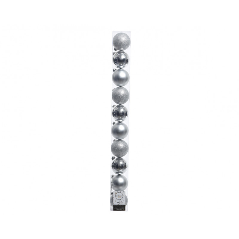 Boule uni mat brillant tube de 10 ø6 argent - DECORIS 