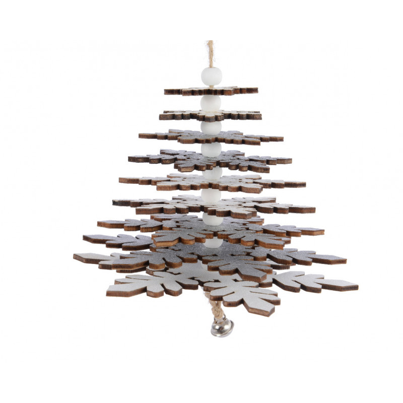 Sapin bois à suspendre ø13x24 blanc/argent - DECORIS 