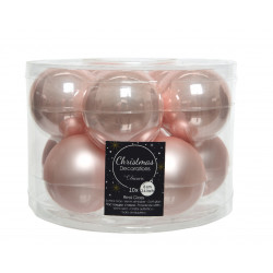 Boule en verre x10 mat/brillant ø6 rose poudré - DECORIS 