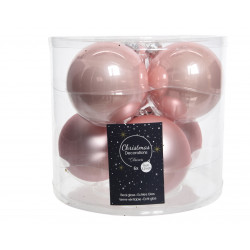 Boules en verre x6 ø8 rose poudré - DECORIS