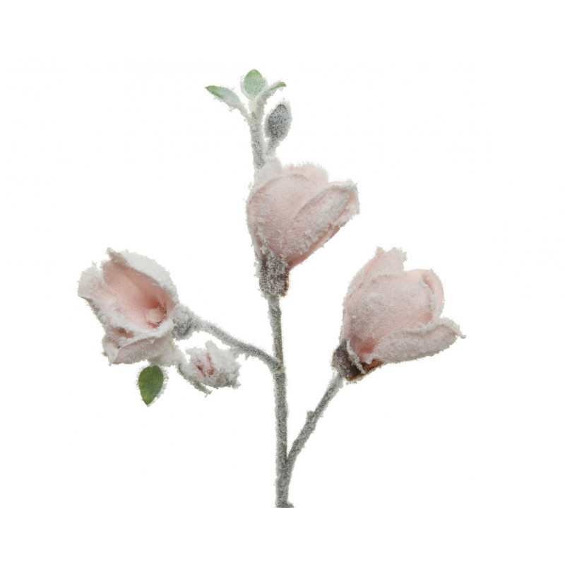 Tige artificiel fleurie floq 50cm rose poudré - EVERLANDS 
