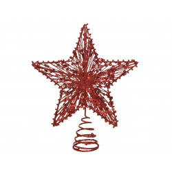 Cimier étoile métal paillettes 20x23 rouge - DECORIS 