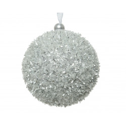 Boule mousse paillettes ø8 argent - DECORIS 