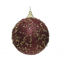 Boule mousse sequins ø8 bordeaux - DECORIS 