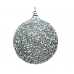 Boule mousse paillettes ø8 argent - DECORIS 