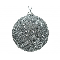 Boule mousse paillettes ø8 argent - DECORIS 