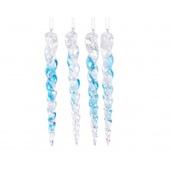 Stalactite paillettes 1.8x1.8x15cm bleu glace - DECORIS 