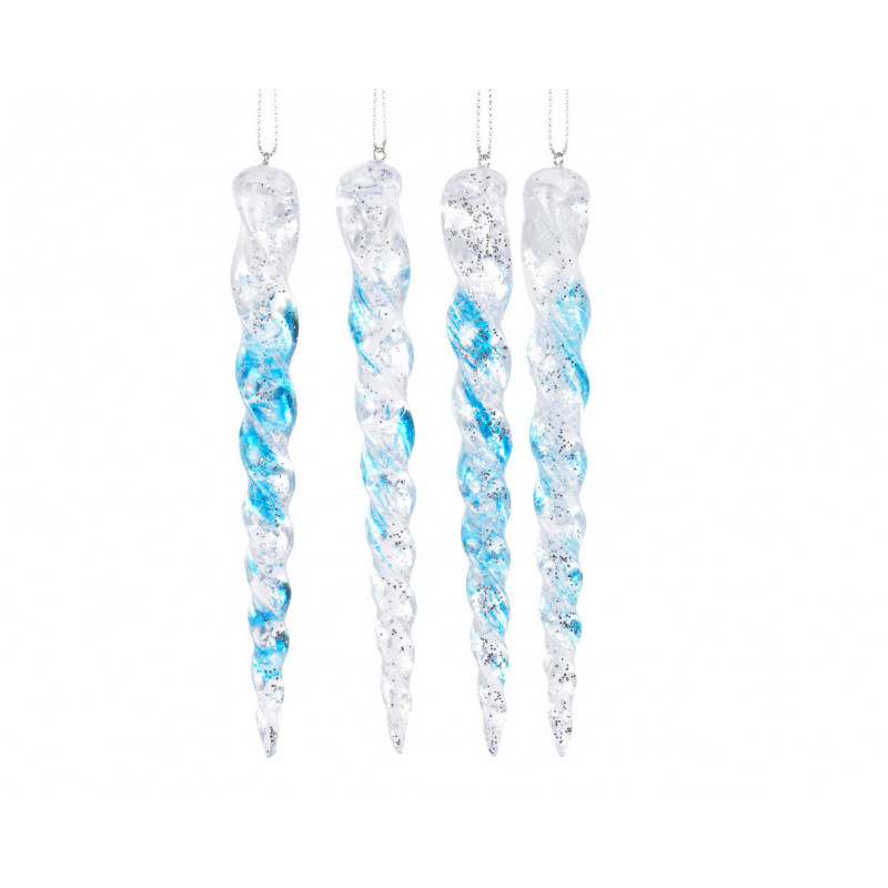 Stalactite paillettes 1.8x1.8x15cm bleu glace - DECORIS 