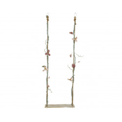 Balançoire bois déco anneau 14x45x140 rose - DECORIS 