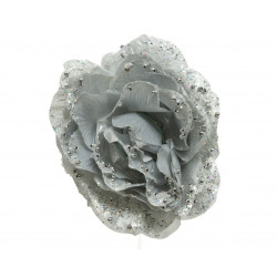 Rose paillettes à clips ø14x8.5 argent - EVERLANDS 