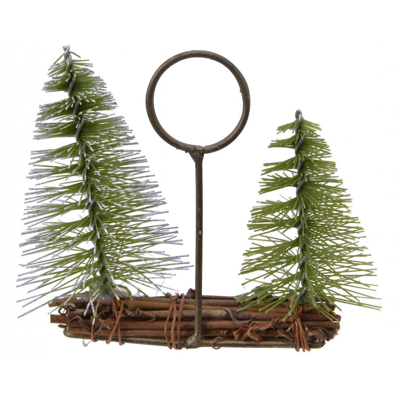 Porte nom sapin s/fagot saule 11x11cm vert/blanc - EVERLANDS 