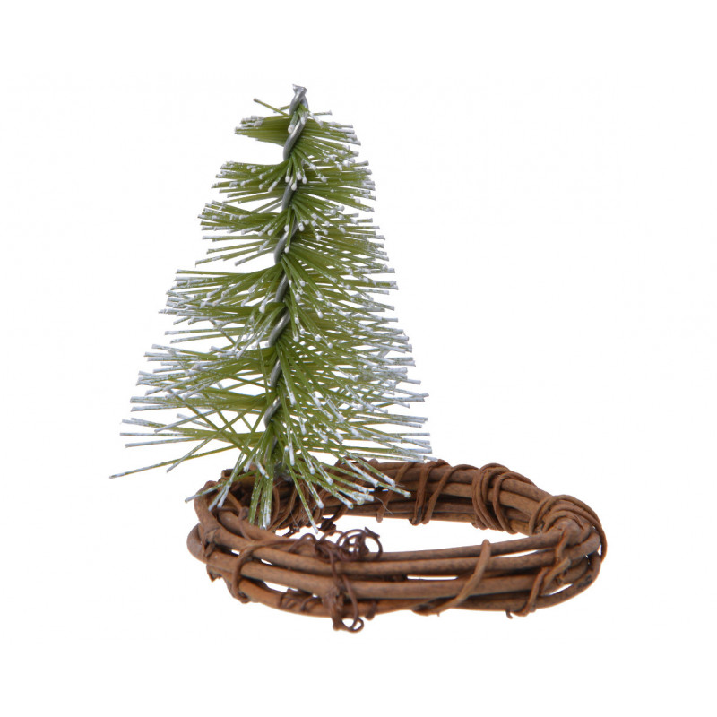 Rond de serviette sapin 6x8cm vert/blanc - EVERLANDS 