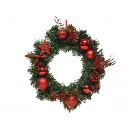 Couronne déco boule pomme de pin ø30 rouge - EVERLANDS 