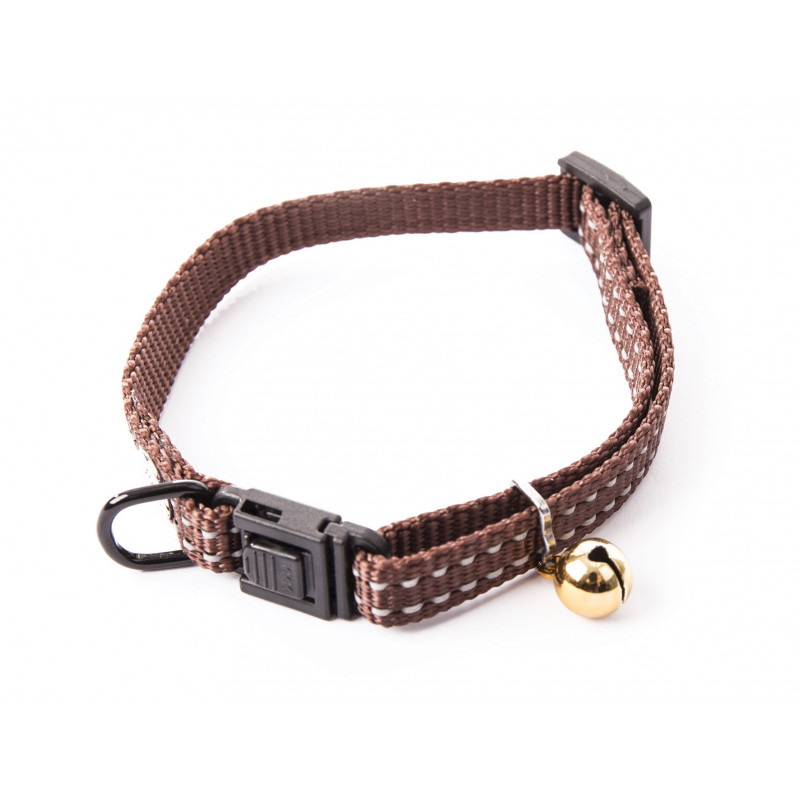 Collier flash réglable chat 10mm-20/30 Marron - MARTIN SELLIER 