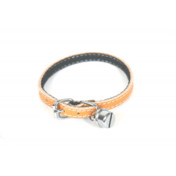 Collier feutrine chat 1 grelot cuir 8mm Naturel - MARTIN SELLIER 