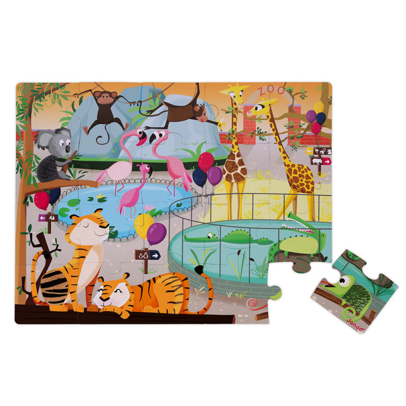 Puzzle tactile - une journée au zoo - 20Pcs - JANOD 