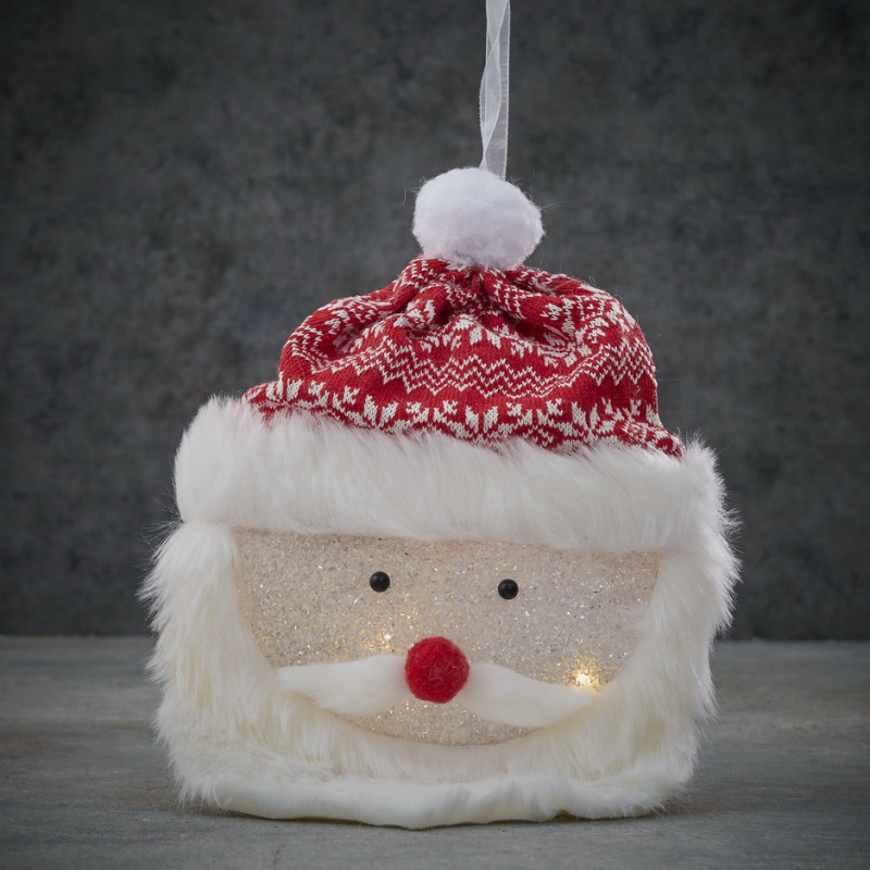 Père Noël tête acrylique LED pile 6x25-H22 rouge - EDELMAN 