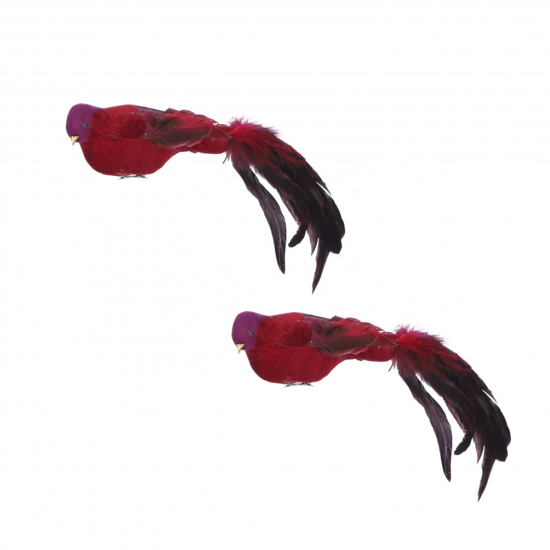 Clips oiseau 2 pièces 6.5x37-H6.5 rouge - EDELMAN 