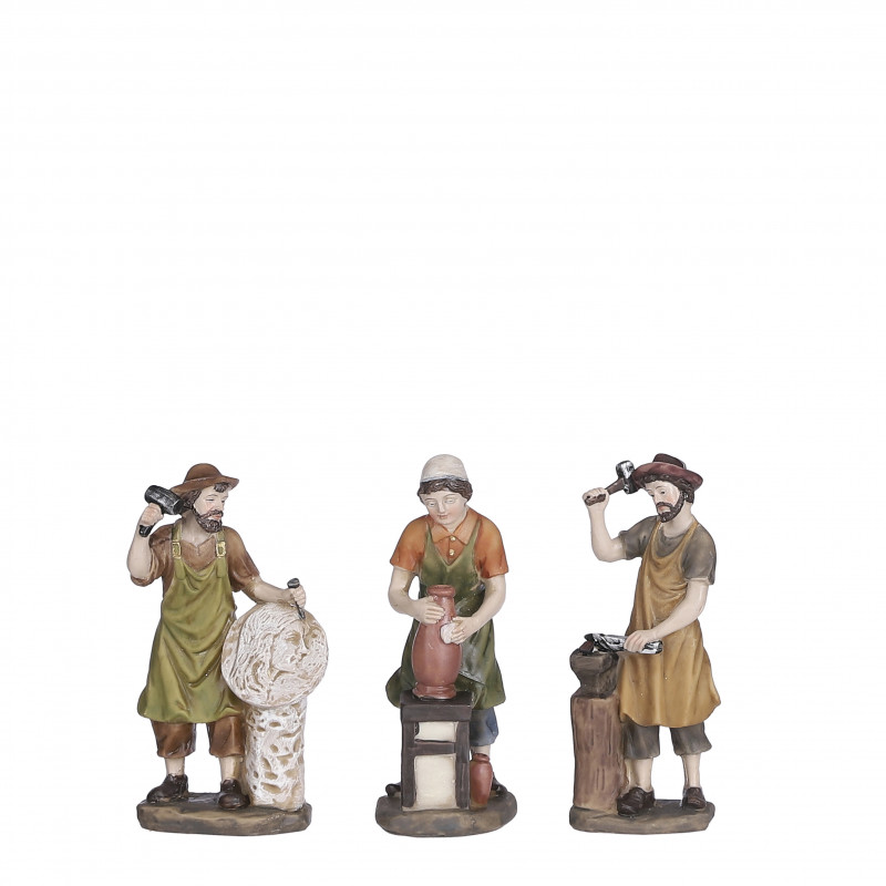 Village ancien figurines 3 pièces 3.5x6-H11 - EDELMAN 