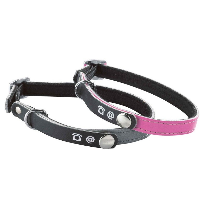Collier pour chat porte-adresse réfléchissant gris Collier pour chat porte-adresse réfléchissant gris