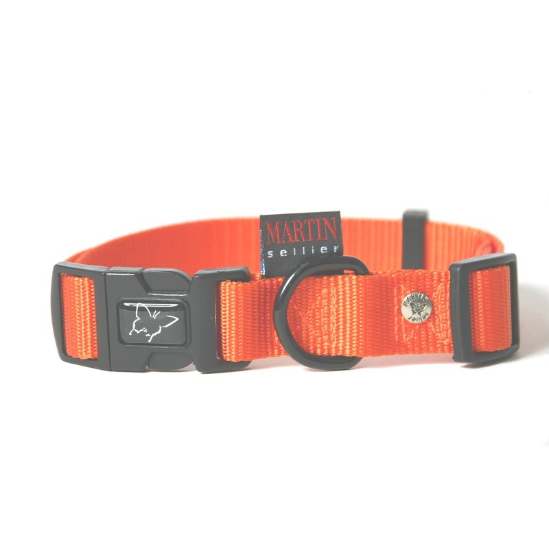 Collier pour chien réglable nylon orange TS - 30-45cm Collier pour chien réglable nylon orange TS - 30-45cm