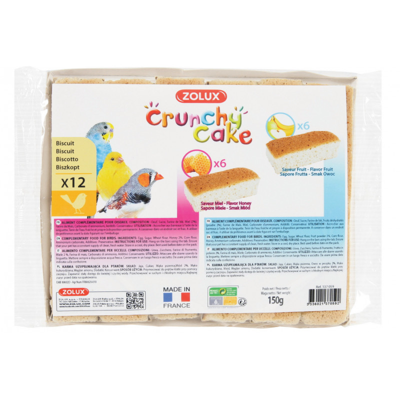 Crunchy cake x12 miel fruits - ZOLUX 