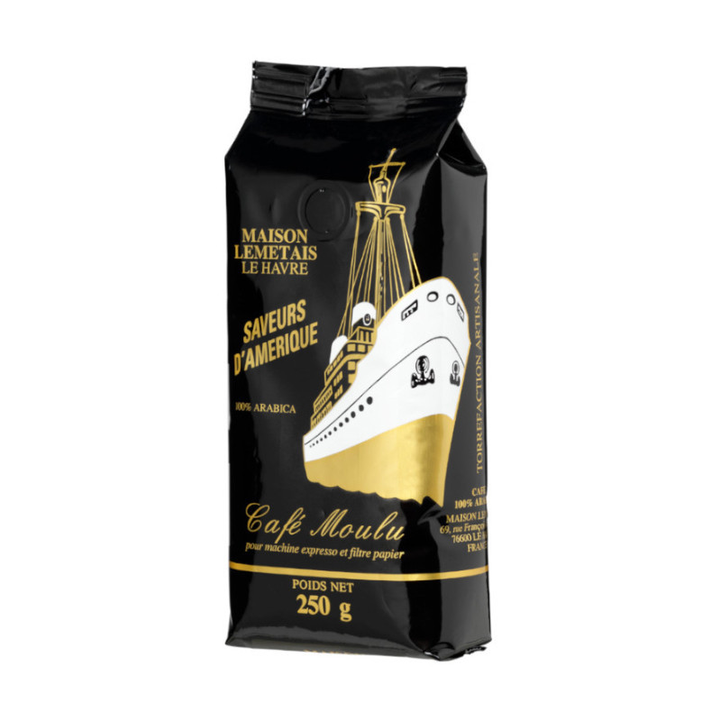 Café saveurs d'Amérique moulu 100% Arabica en 25 - MAISON LEMETTAIS TORREFACTEUR 