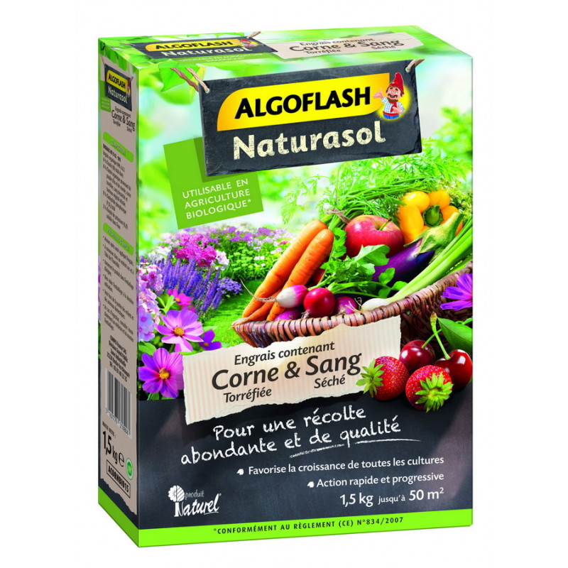 Engrais corne torréfiée&sang séché 1.5kg - ALGOFLASH 