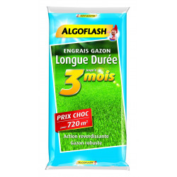 Engrais gazon longue durée 3mois sac 18kg -720m - ALGOFLASH 